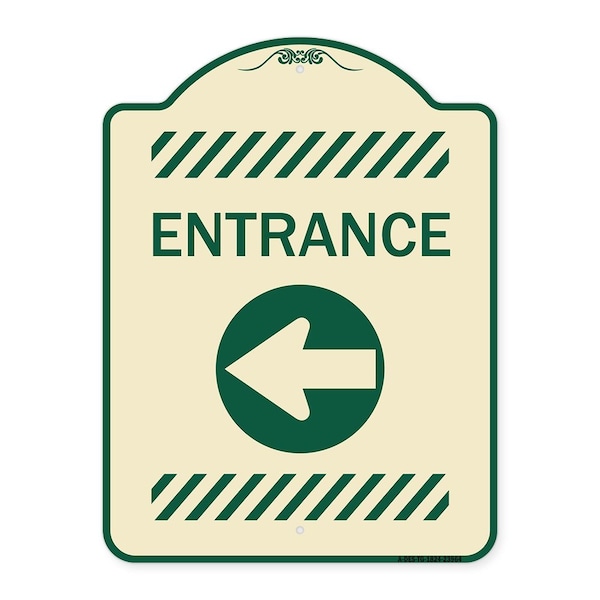Entrance Left Arrow Heavy-Gauge Aluminum Architectural Sign, 24" H, TG-1824-23964